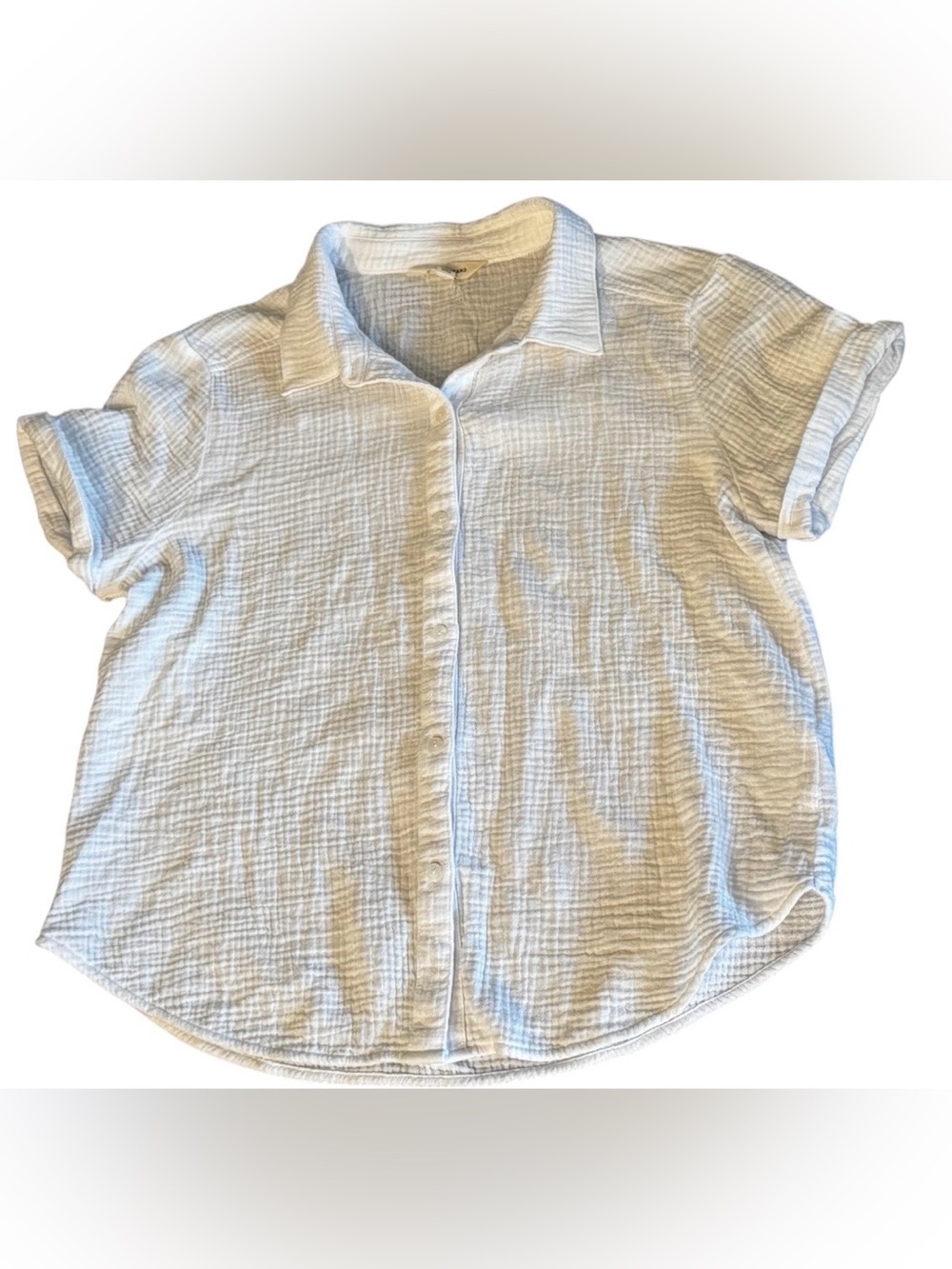 Lucky Brand size M lightweight gauzy button down short sleeve top camp shirt